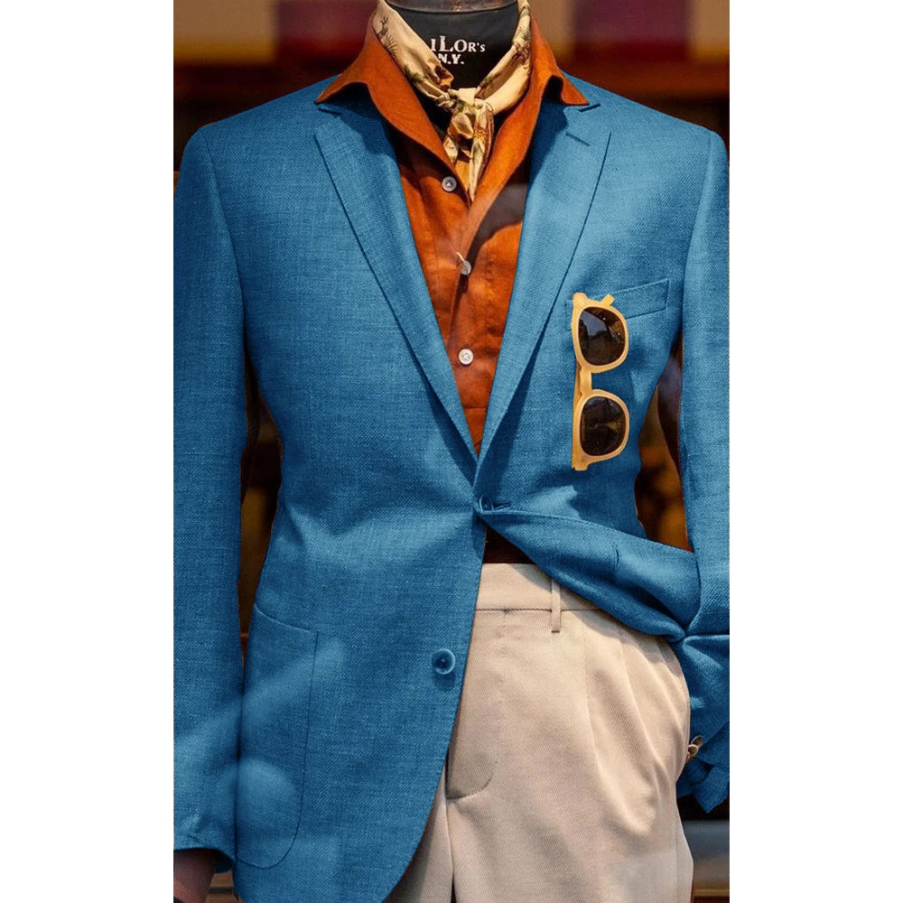 Men's Suit Jacket Linen Fabric Thin Breathable Summer New Style Elegant Fashion Casual Slim Design Single Breasted Suits Male