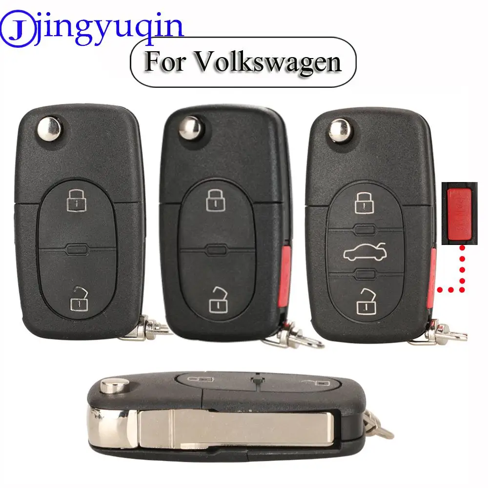 Jingyuqin 2/3/4 Pulsanti Car Switchblade Key Flip Key Shell Per Vw Passat Beelte Golf Volkswagen Seat Skoda Key Case Fob