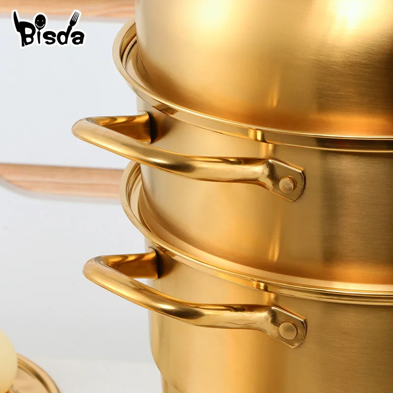 Stainless Steel Three Layer Thick Steamer Pot Soup Steam Pot Universal Cooking Pots for Induction Cooker Gas Stove Steam