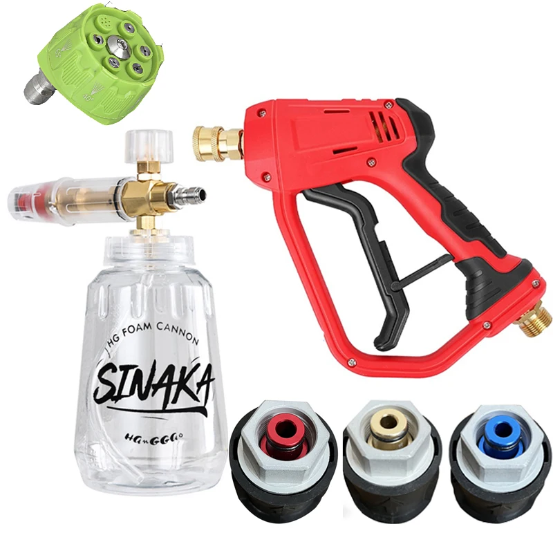 High Pressure Washer Water Gun Foam Generator Snow Foam Lance 1/4 Quick Release with 5 Nozzles Water Gun Clean Car Washer