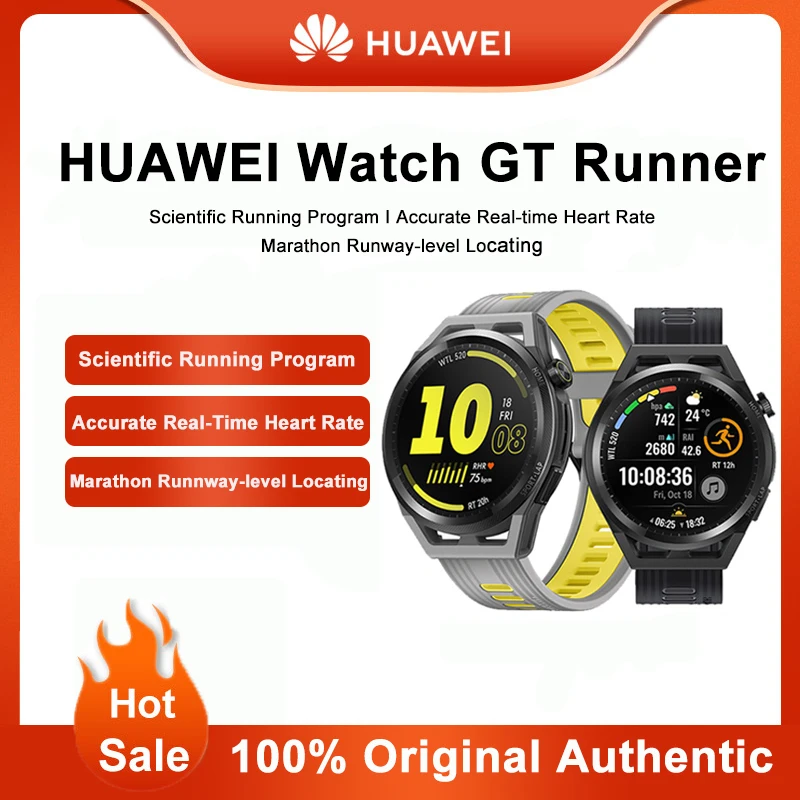 

Смарт-часы Huawei Watch GT Runner с Bluetooth-вызовом, водостойкие, с научной программой бега, в режиме реального времени, с пульсометром, мужской спортивный браслет
