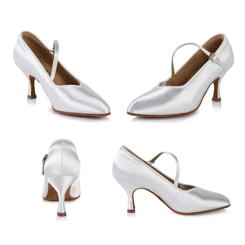 BD Dance Women Standard Shoes 138 ClASSIC Fresh Tan Satin High Heel Ladies Ballroom Dance Shoes Soft Outsole Modern Dance 3