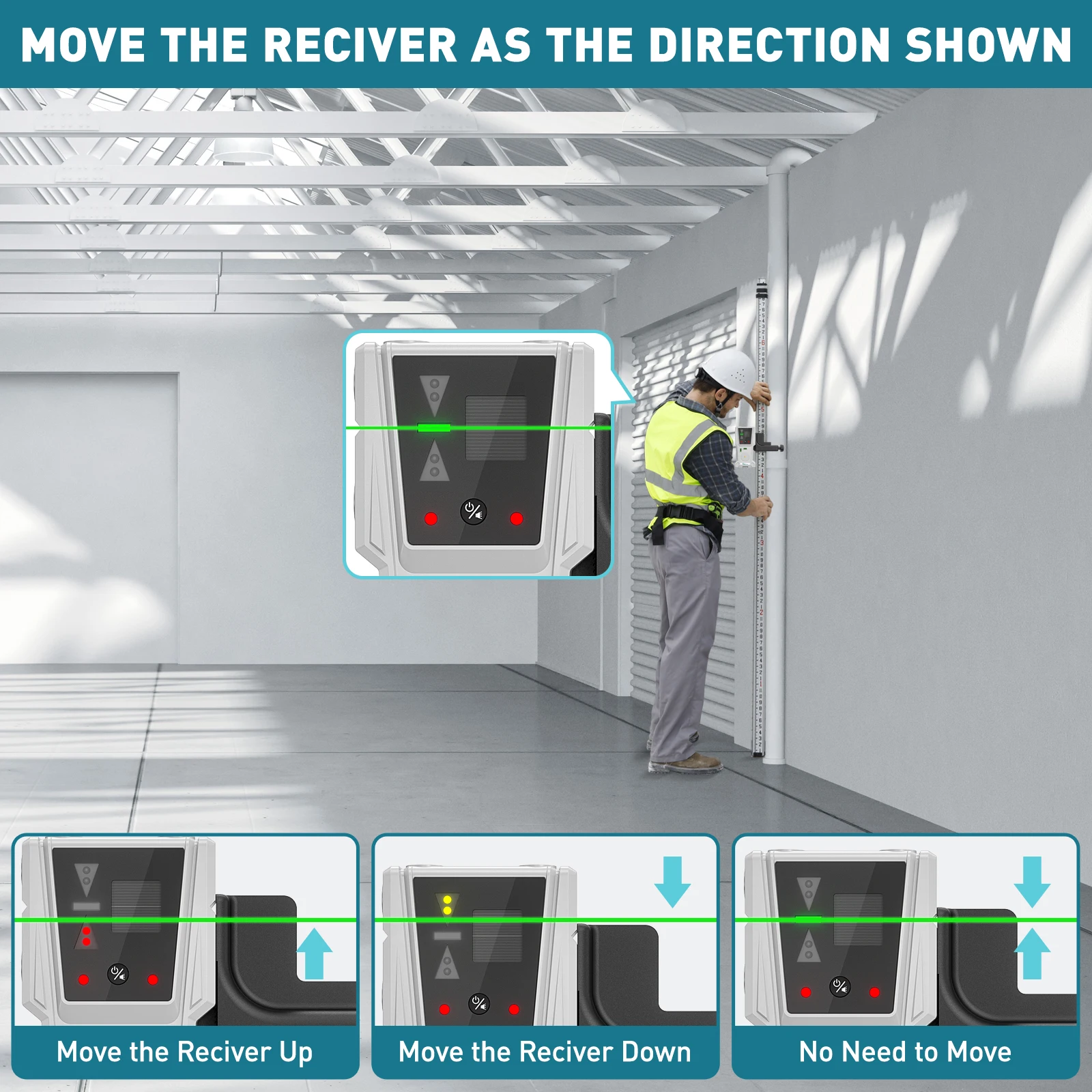 Laser Receiver Leveling Detector With Pulsing Line For  Laser Level Two-Sided LC