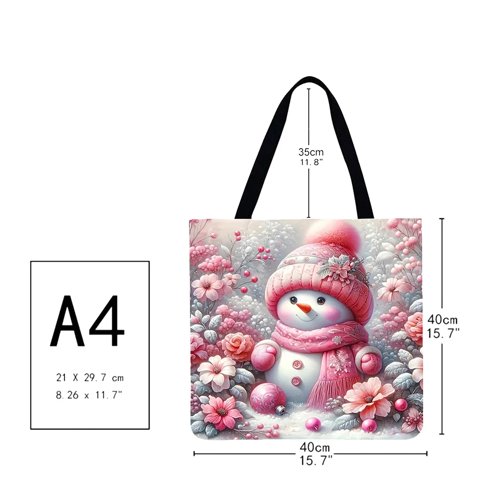 Linen Christmas Large Capacity Tote Bags for Shopping