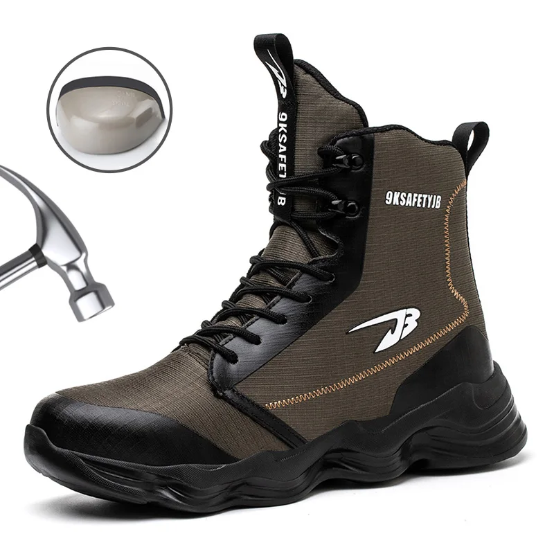 

Мужские рабочие ботинки со стальным носком, высокие защитные ботинки, неразрушаемые ботильоны с защитой от проколов, Мужская защитная обувь