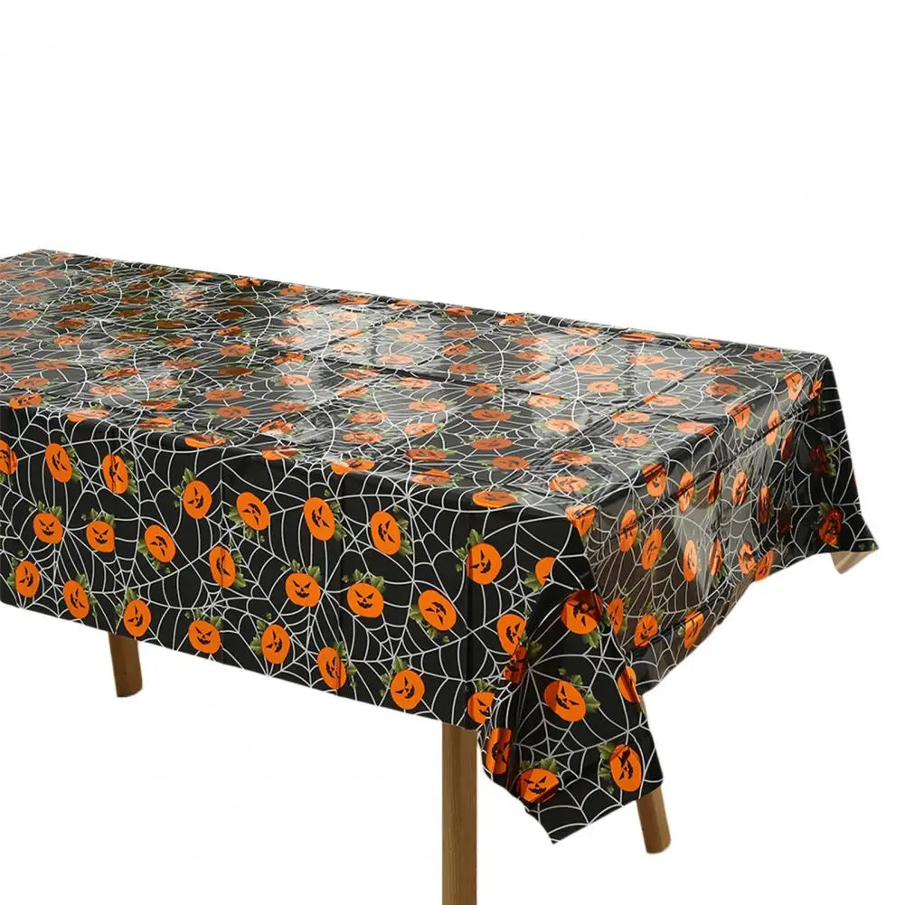 thumbnail image 1 of Mantel desechable ecológico sin olor con estampado de calabaza, cubierta de mesa rectangular, tela de mesa con estampado de murciélago de plástico, 1 of 5