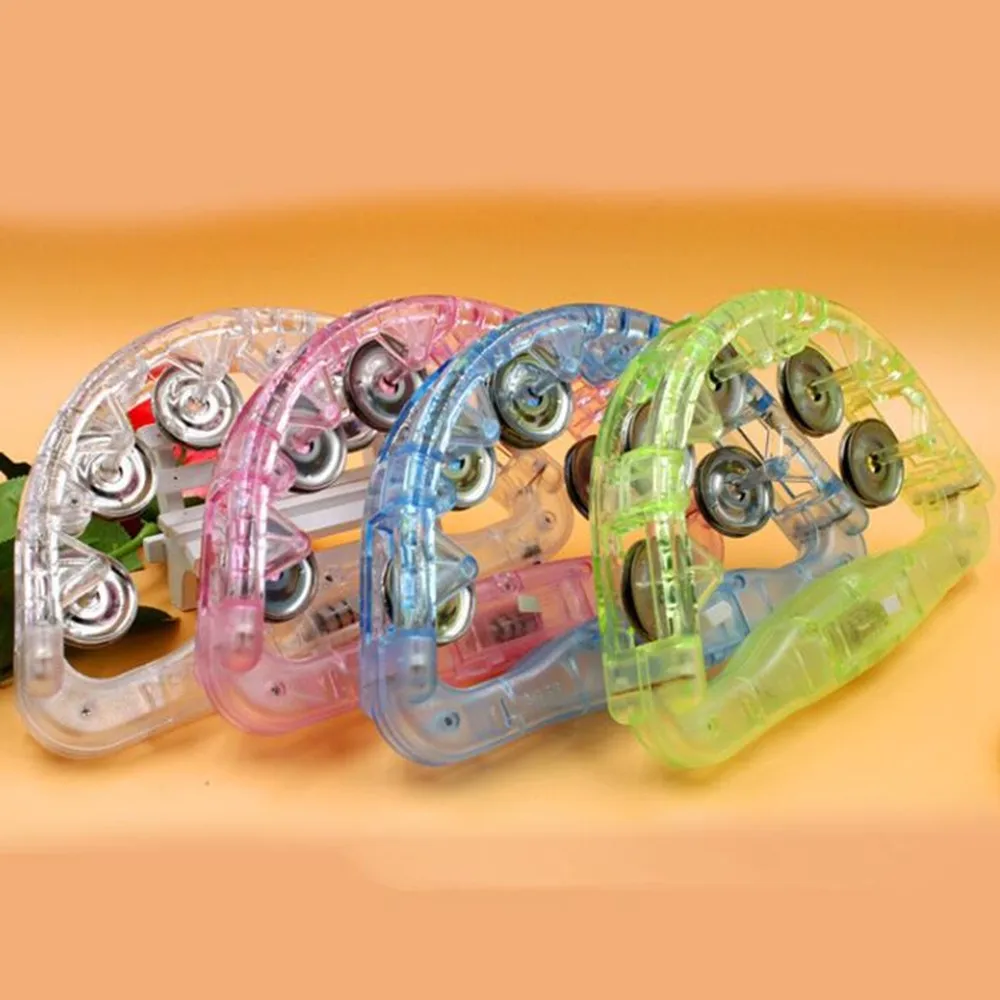 1pc LED Flashing Tambourine Musical Instruments Shaking Toy Light Up Sensory Toy Colorf Light For Concert Party Night Time Event