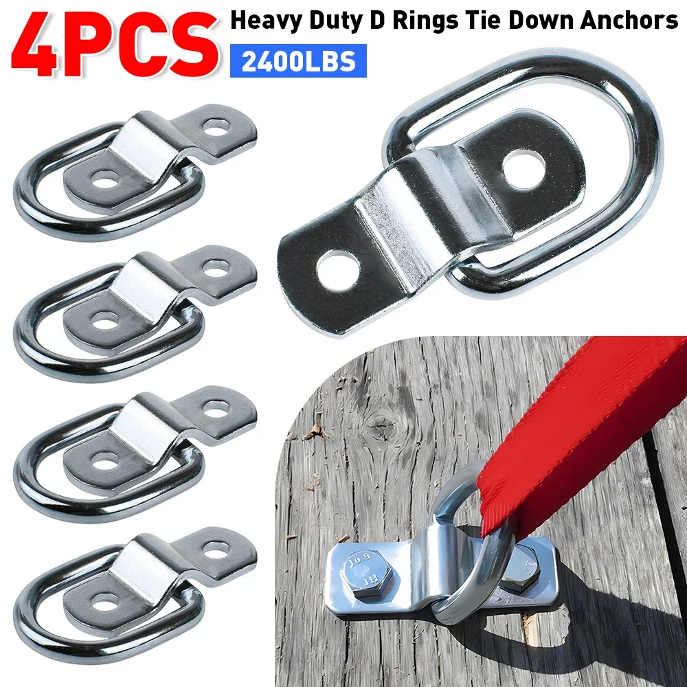 D Rings Tie Down Anchors Ring Lashing Hooks 3/8&rdquo; Heavy Duty Trailer Truck ATV Boat Kayak Wall Surface Mount Bracket 4Pcs/Set Anchor Lashing Ring