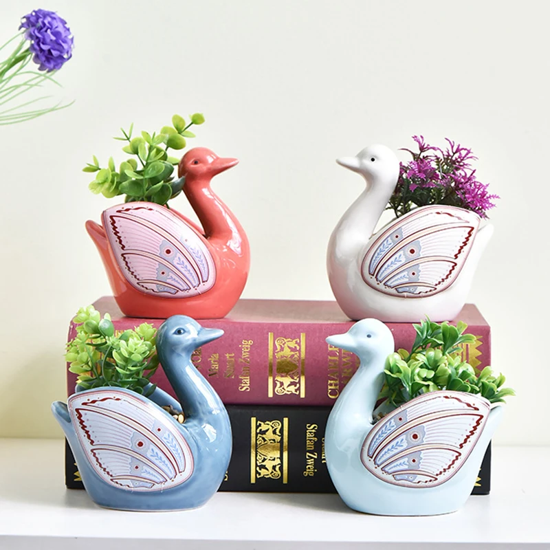 

Cartoon Succulent Flower Pot Ceramic Personality Animal Planters Small Bonsai Green Plant Succulent Pot Hime Decorations