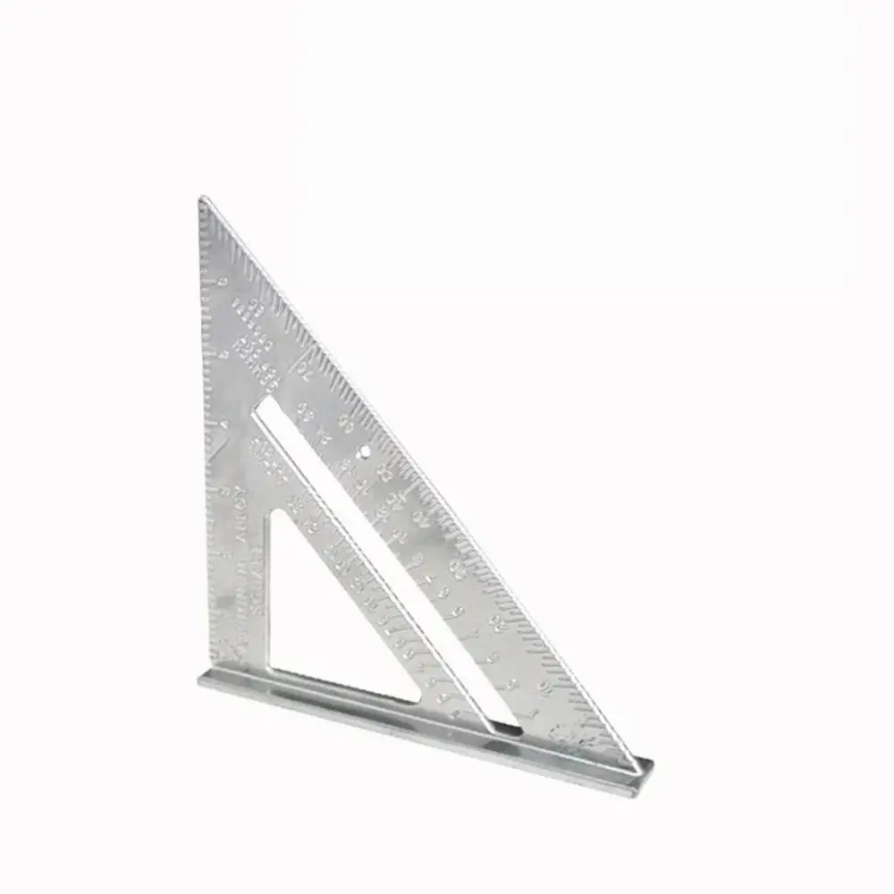 Aluminum Alloy Triangle Ruler Metric Inch Protractor Square Tool
