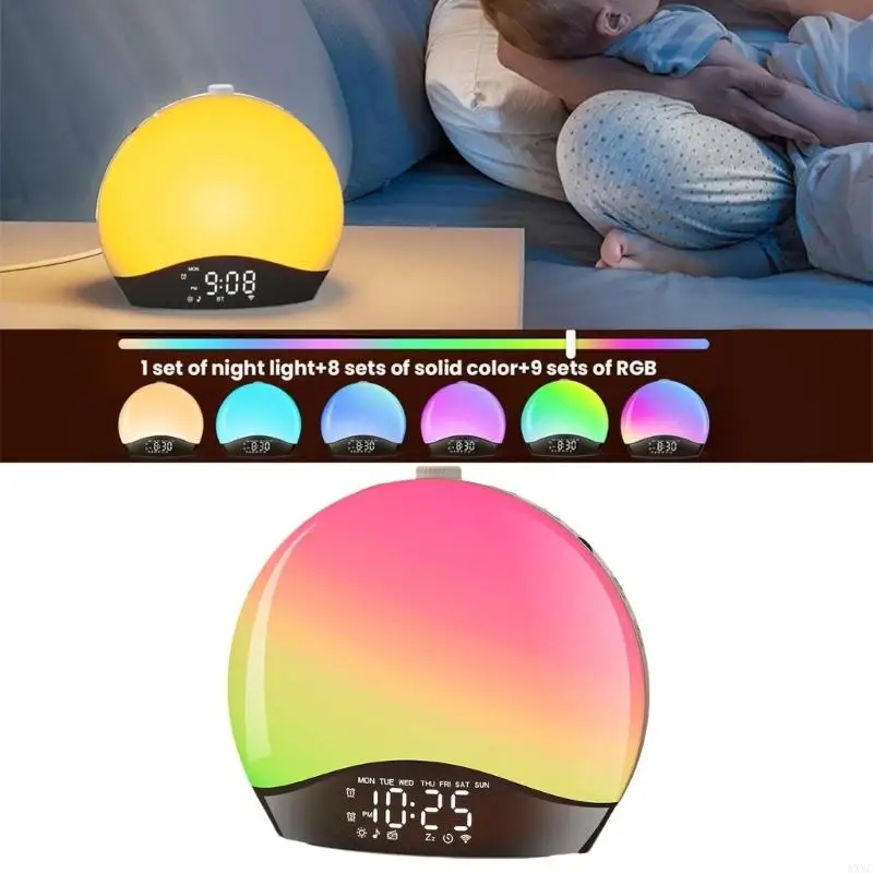 AXYC Modern Digital Clock Wake Up Light Alarm Clock Offering Eye Friendly LED Illumination Type C Input/USB Charger Output 3