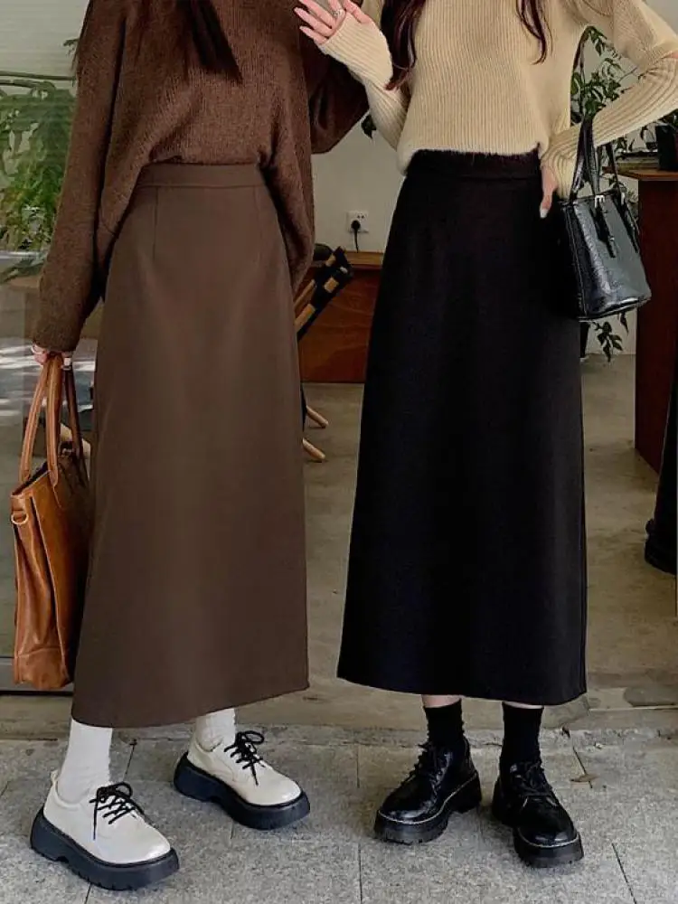 ★as''on★AUTUMN SKIRT / BLACK★正規品/韓国送料込 Amazon.com: Autumn Winter Womens Woolen Skirt Korean High