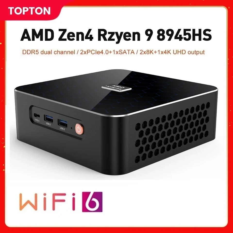 Gaming Mini PC AMD Ryzen 9 8945HS Window 11 Pro 8C/16T 2xDDR5