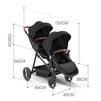 Poussette double multifonctionnelle portable, poussette double légère, poussette double pliable 5