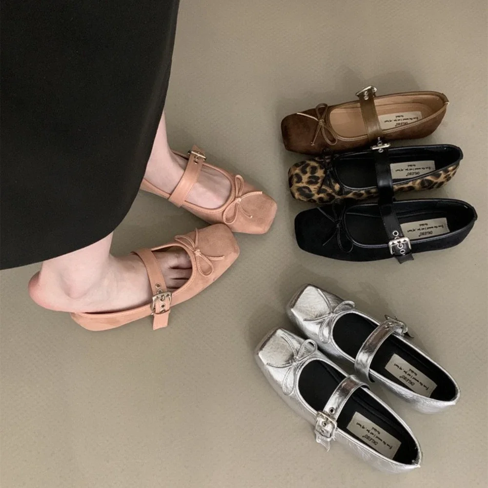 2024 Women's Comfort Ballerinas Shoes Designer Spring Women Mary Jane Shoes Fashion Square Toe Ladies Comfort Soft Sole Flats 3