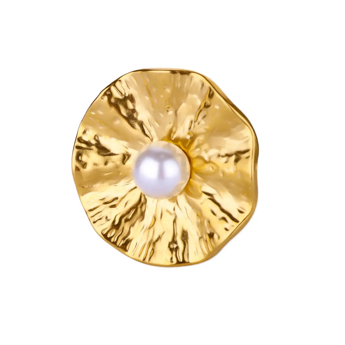 Imitation Pearls Ring Stainless Steel