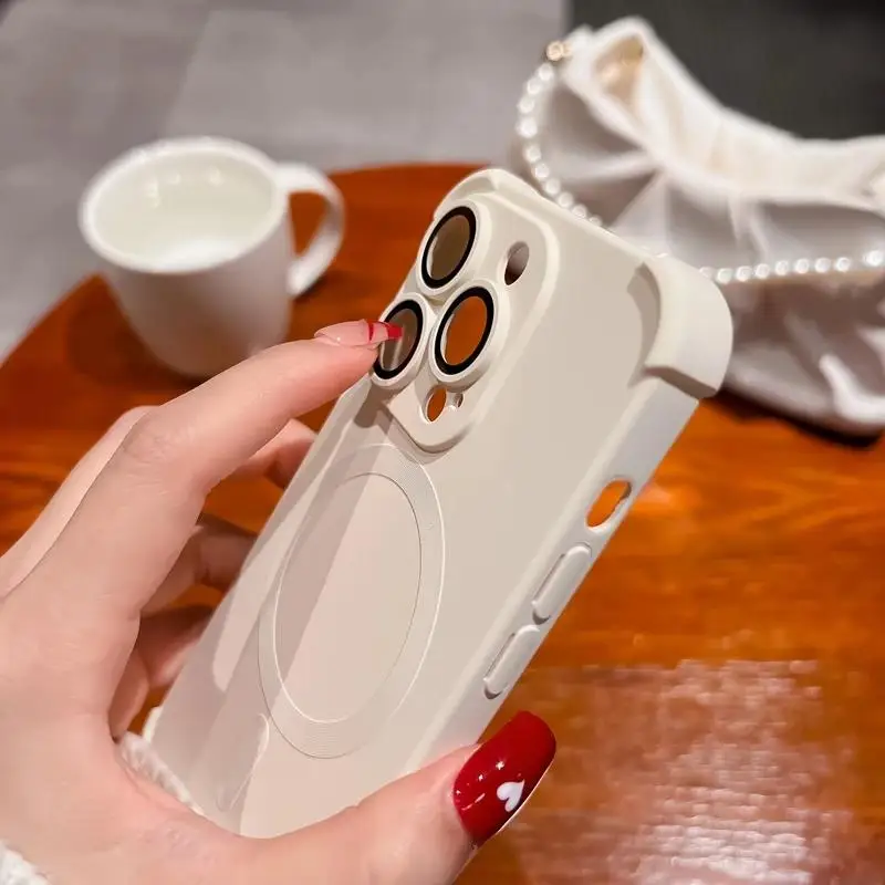 Luxury Magsafe Wireless Charge Case For iPhone 15 14 13 12 16 Pro Max Plus Soft Liquid Silicone Magnetic Shockproof Bumper Cover