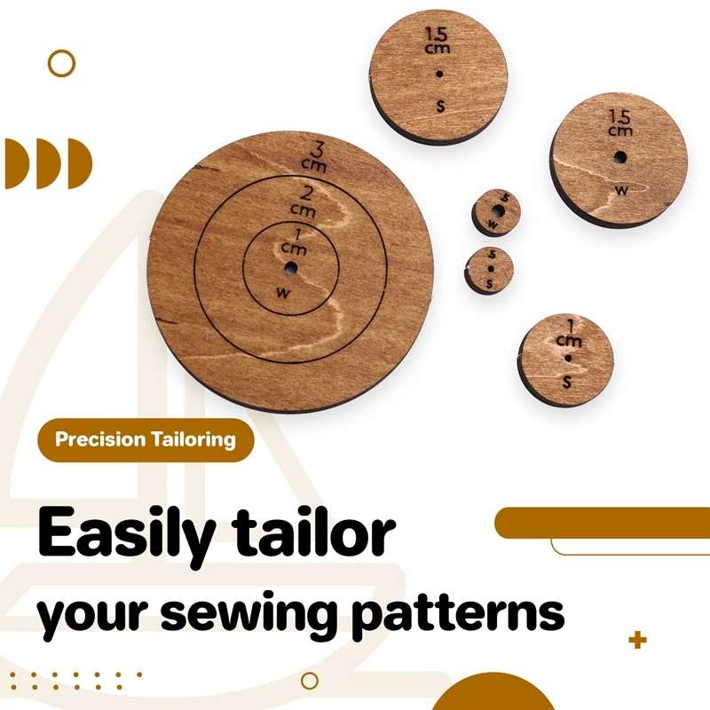Jenerates Seam Circles,Wooden Circle Quilting Template, Circle Template Quilting Rulers And Templates,Marker (Metric)-AT64