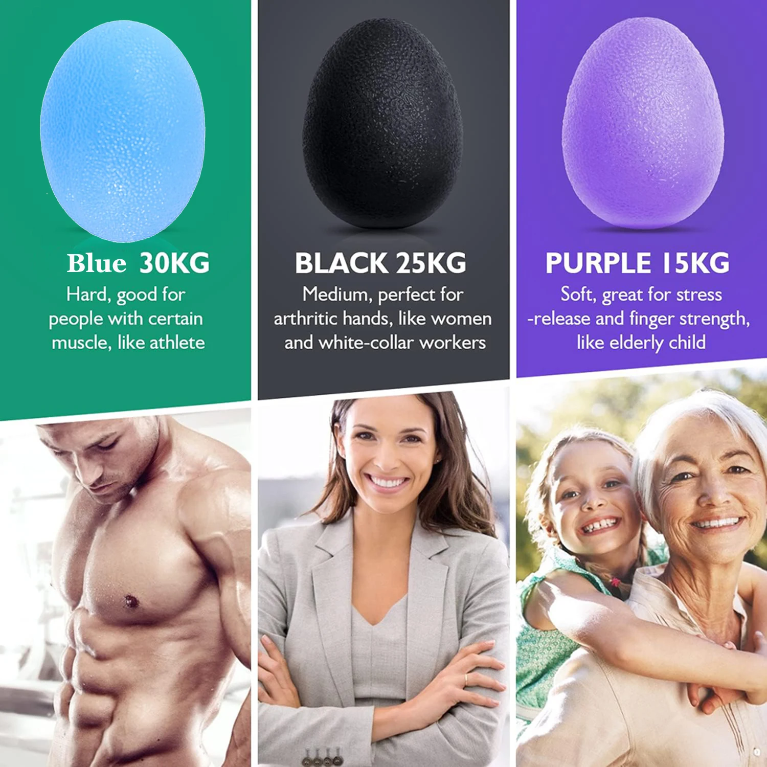 Description Picture 2 of itemSilicone Hand Grip Ball Egg Gym Fitness Finger Heavy Exerciser Strength Muscle Recovery Gripper Trainer Stress Reliever Squeezer