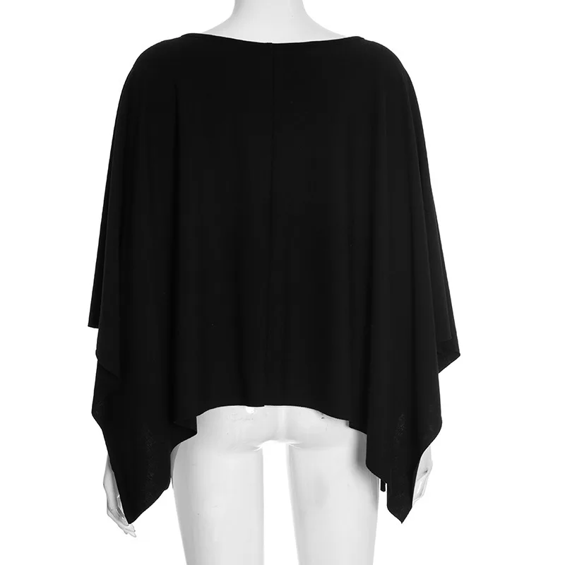 Elegant Fashion New Irregular Women's V-neck Solid Color Shawl Spring and Summer Loose Loose Pullover Top Casual Blouse