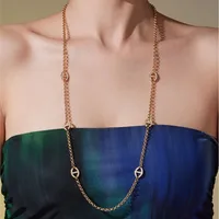 Collier Long de 80cm pour femmes, chaîne en acier inoxydable plaqué or 18 carats, incrusté de Zircon, chaînes de pull à breloques 6