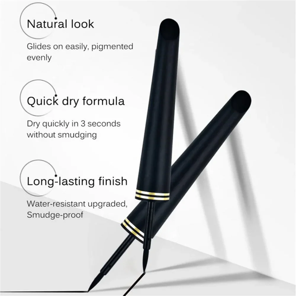 Black Liquid Eyeliner Natural Smooth Eye Liner Pencil Lasting Waterproof Quick Dry Non-Smudging Eye Durable Makeup Cosmetics