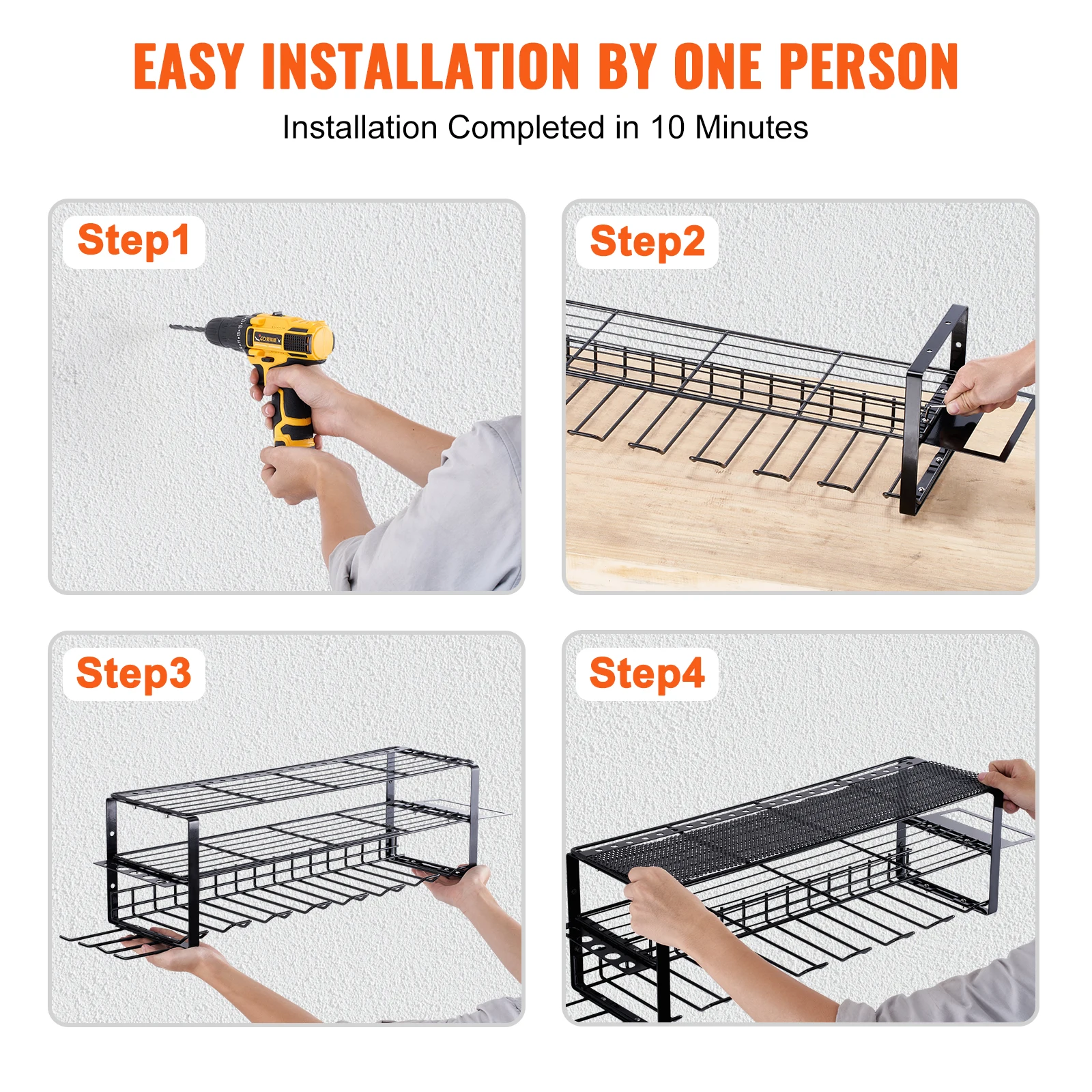 VEVOR 3 Layers Power Tool Organizer Wrench Wall Mount Holder Workshop Storage Rack Garage Metal Shelf for Screwdriver Tools 4