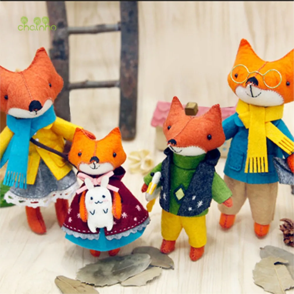 Chainho,DIY Handmade Non-woven Material Set Bag,Pre-Cut,None-Finished Item,Simulation Fox Animal Series,4 Designs