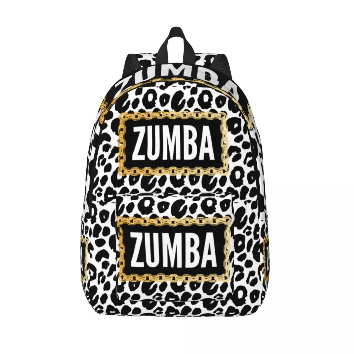 

Personalized Leopard Zumba Canvas Backpack Men Women Basic Bookbag for School College Fitness Bags