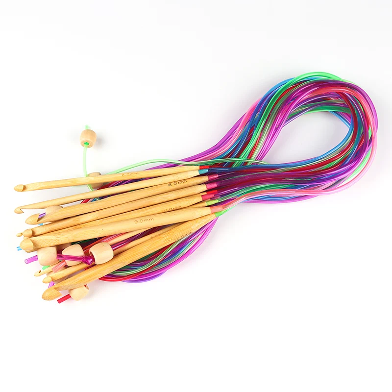12-Piece Tunisian Afghan Crochet Hook Set With Plastic Cables - Sizes 3.5mm To 12mm For Rug & Blanket Making