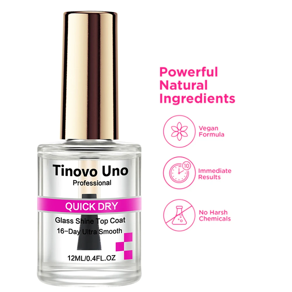 Tinovo Uno Quick Dry Top Coat Ultra Shine Normal Nail Polish Finish 15ML Calcium Protein Nail Repair Care Supplies Natural Dry 4