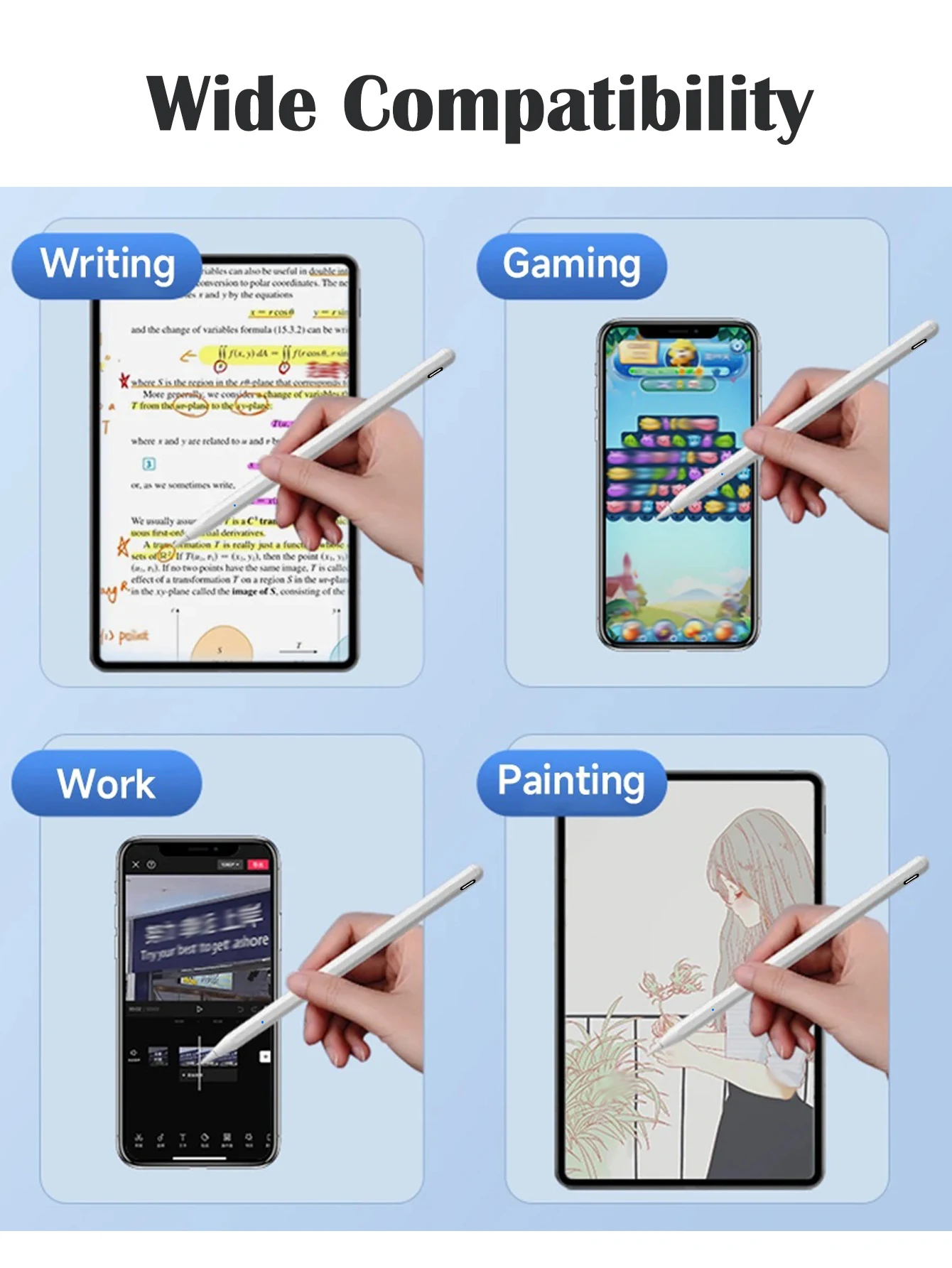 Caneta Stylus Ativa para Ios e Android Telas Sensíveis ao Toque e Telefones Lápis Recarregável com Tela de Toque Dupla para Apple Android - Imagem 6