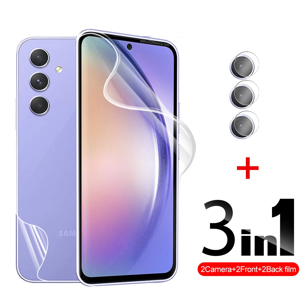 

3-в-1 HD пленка для объектива прозрачная Гидрогелевая пленка для Samsung Galaxy A54 A34 A53 A33 A13 A52 32 22 защита для переднего и заднего экрана