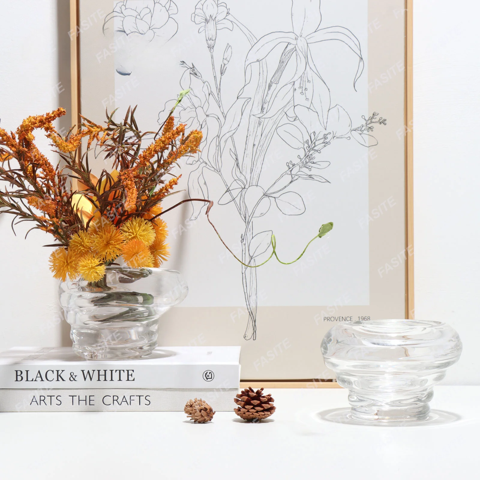 

Simple modern creative thread transparent glass flower sample room, hotel entrance, living room, soft decoration