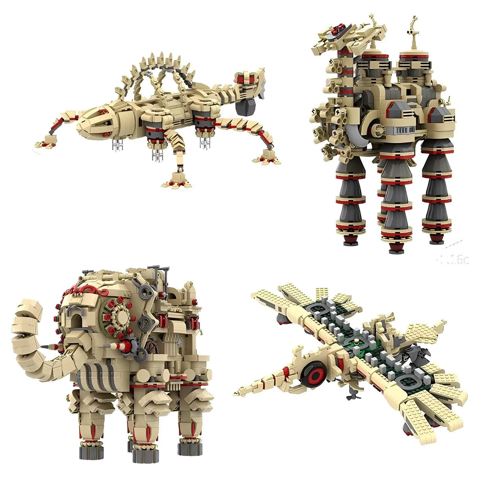 MOC Wind Donner Wasser Feuer Gott Göttliches Biest Medoh Naboris Tier Baum Modell Bausteine Heiße Spiel Figuren Monster Spielzeug