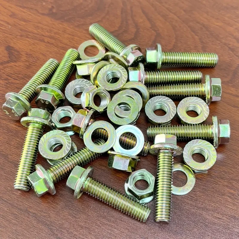 M10 Flange bolt and nut Kit, Grade 8.8 carbon steel with hexagonal cap, full and half threaded-includes washer.