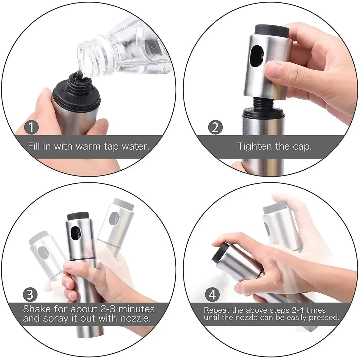 Oil Spray Dispenser Oil Spray Bottle Oil Dispenser Oil Sprayer Spray Bottle 100ML 304 Stainless Steel BBQ Olive Oil Spray Diffuser For Kitchen Dispenser Bottle Squirt Container Vinegar Fuel Injection Pot