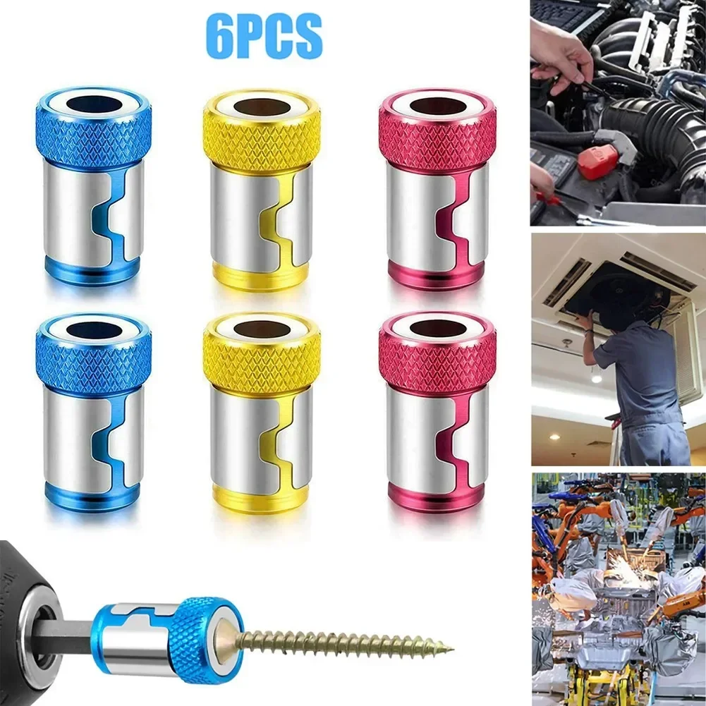 

6Pcs Magnetic Screwdriver Bit Holder Universal Magnetic Ring S2 Alloy Steel Drill Bit Magnet Powerful Ring
