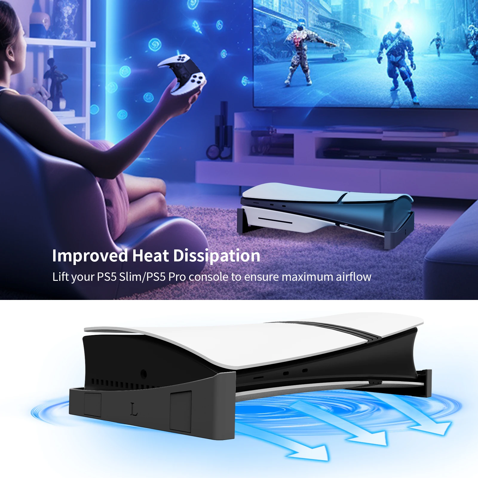 PS5 Horizontal Stand Cooling Base