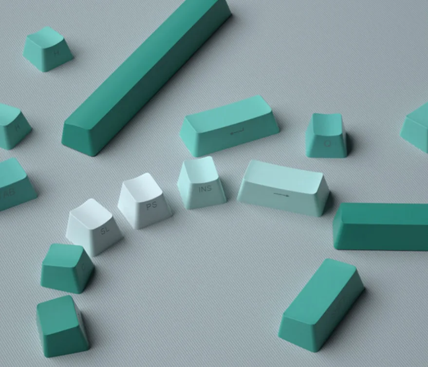 Keycaps Gradiente Verde Oem Perfil Backlit Transparente Seagrass Keycap Pbt Lado Top Impressão Keycap Algas Forgk61 87 104 Teclado - Imagem 6