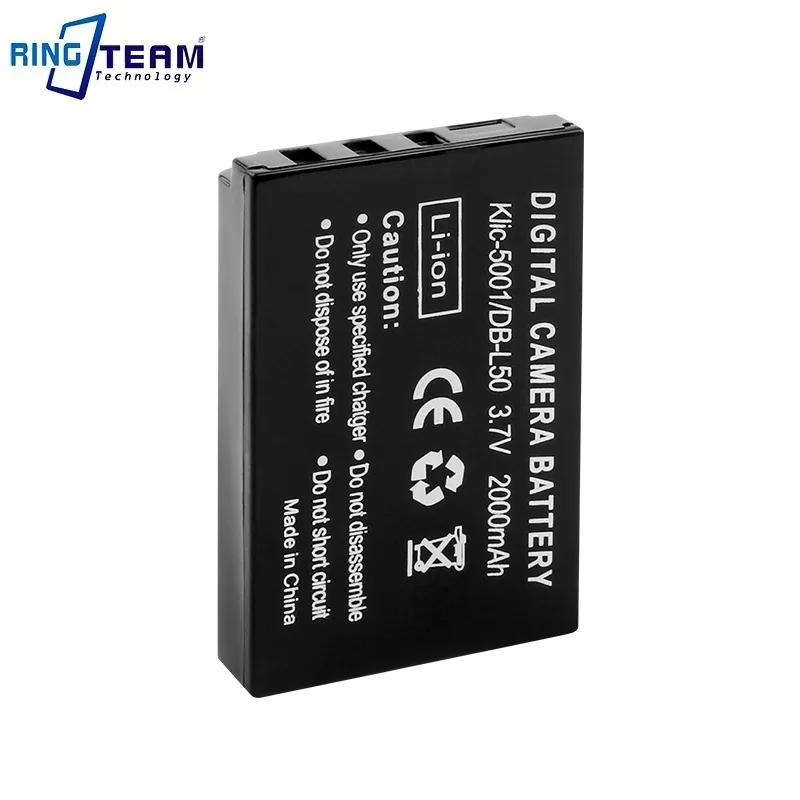 1PCS/Lots 2000mAh KLIC-5001 DB-L50 Battery Pack for Sanyo VPC-TH2 VPC-HD2000 VPC-HD2000EBK WH1 VPC-TH2 TH1 6