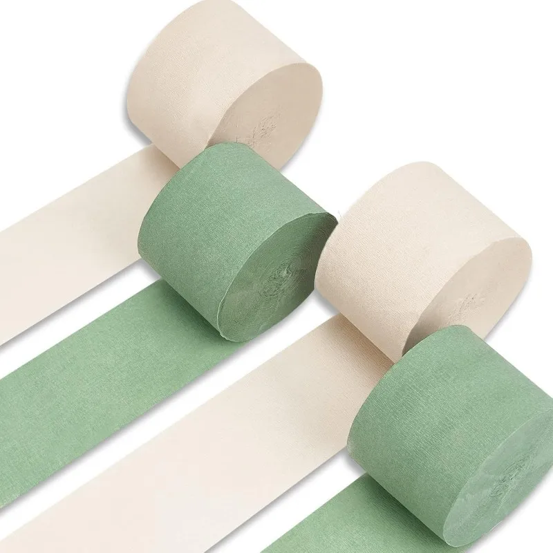 4 Rollen Krepppapier-Streifen DIY Bastelmaterial Faltenpapierrolle für Hochzeits- und Partydekoration, Bühnengestaltung, grünes Verpackungsmaterial – Detail 12