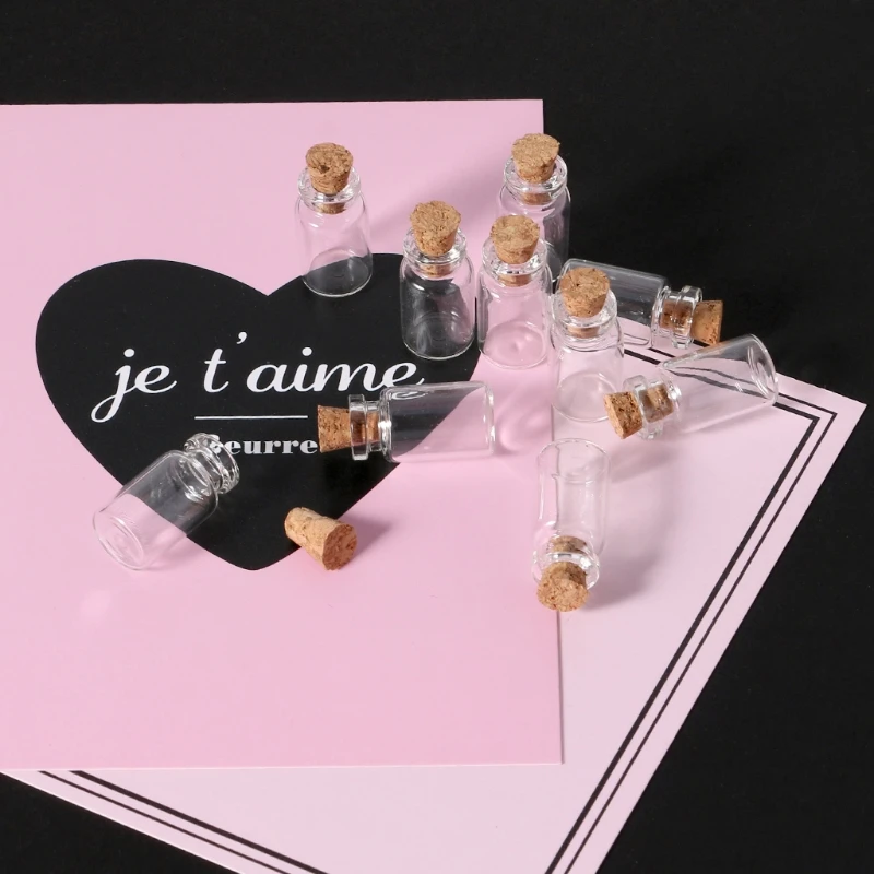 Hot Sale 30Pcs 0.5mL 1mL 5mL 6mL 20mL 30mL Mini Small Tiny Clear Cork Stopper Glass Bottles Vials Grocery