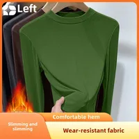 Autumn Winter Women's Slim Fit Long Sleeve Crew Neck T-Shirt Korean Style Pullover Top Polyester Fiber Thread Decoration