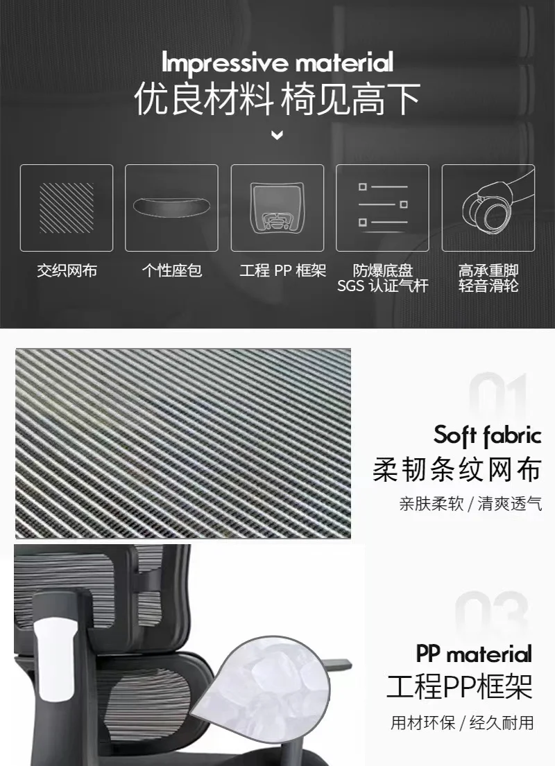 Description Picture 4 of itemHigh Quality Office Chair Mesh with Headrest Best High Back Adjustable Office Chair Modern Best Ergonomic Full Mesh Office Chair