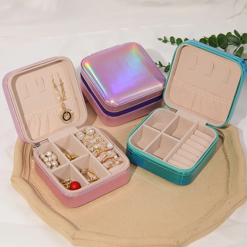 Mini Jewelry Storage Box Portable Home Travel Earrings Necklace Storage Case for Women Ring Organizer PU Leather Display Case
