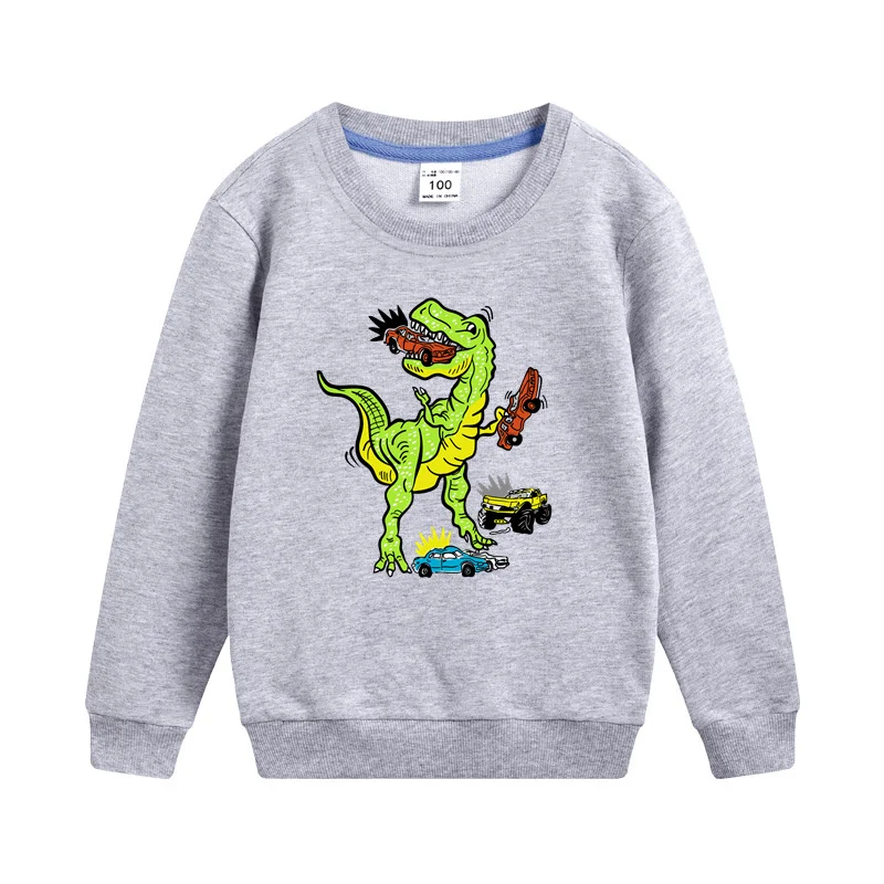 

Aimi Lakana Spring Autumn Pullover Kid Tyrannosaurus Cartoon Clothing Baby Boys Cotton Sweatshirt Dinosaur Coat