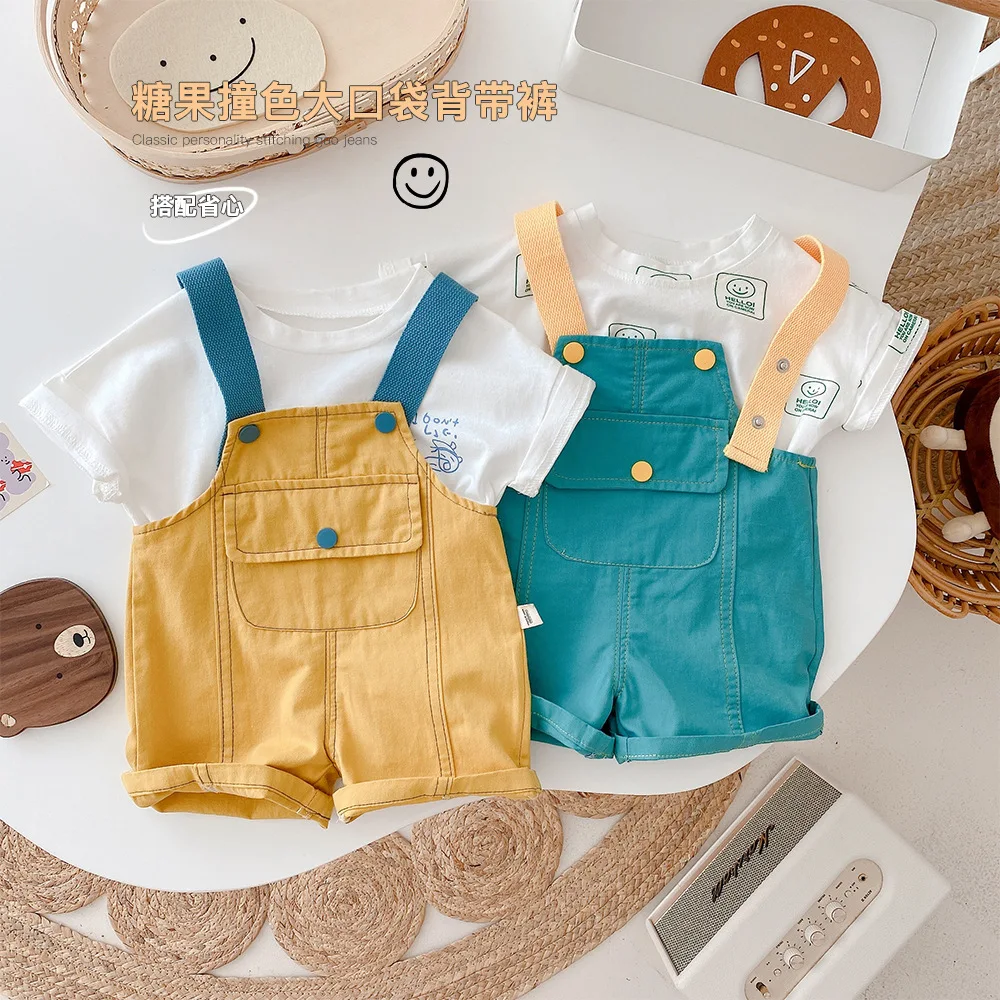 Summer Newborn Baby Boy Overalls Daily Toddlers Pants Suspender Straps