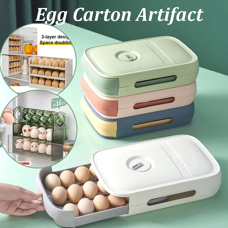 Kitchen Refrigerator Egg Holder Shelf Fresh Storage Box Eggs Display