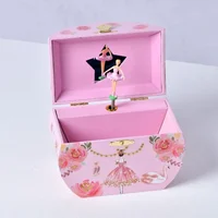 Pink Yellow Irregular Semi-circular Ballet Butterfly Jewelry Storage Music Box Children's Day Christmas Valentine's Day Gift 2